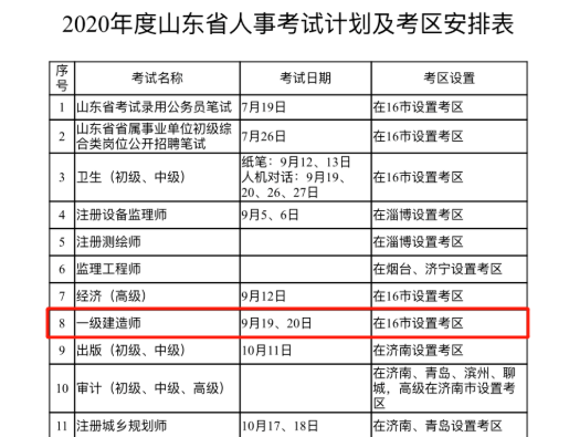 山东发文公布一建考试时间 一建全国统考时间不变